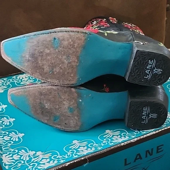 Lane !!Gorgeous!! Red Rose Western Boots, Size 9B